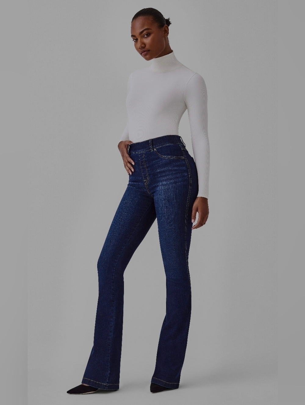 Spanx Flare Jeans Dark Wash Size M Shade Midnight